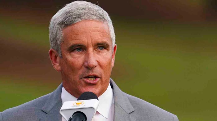 Jay Monahan speaks at the 2022 Presidents Cup.